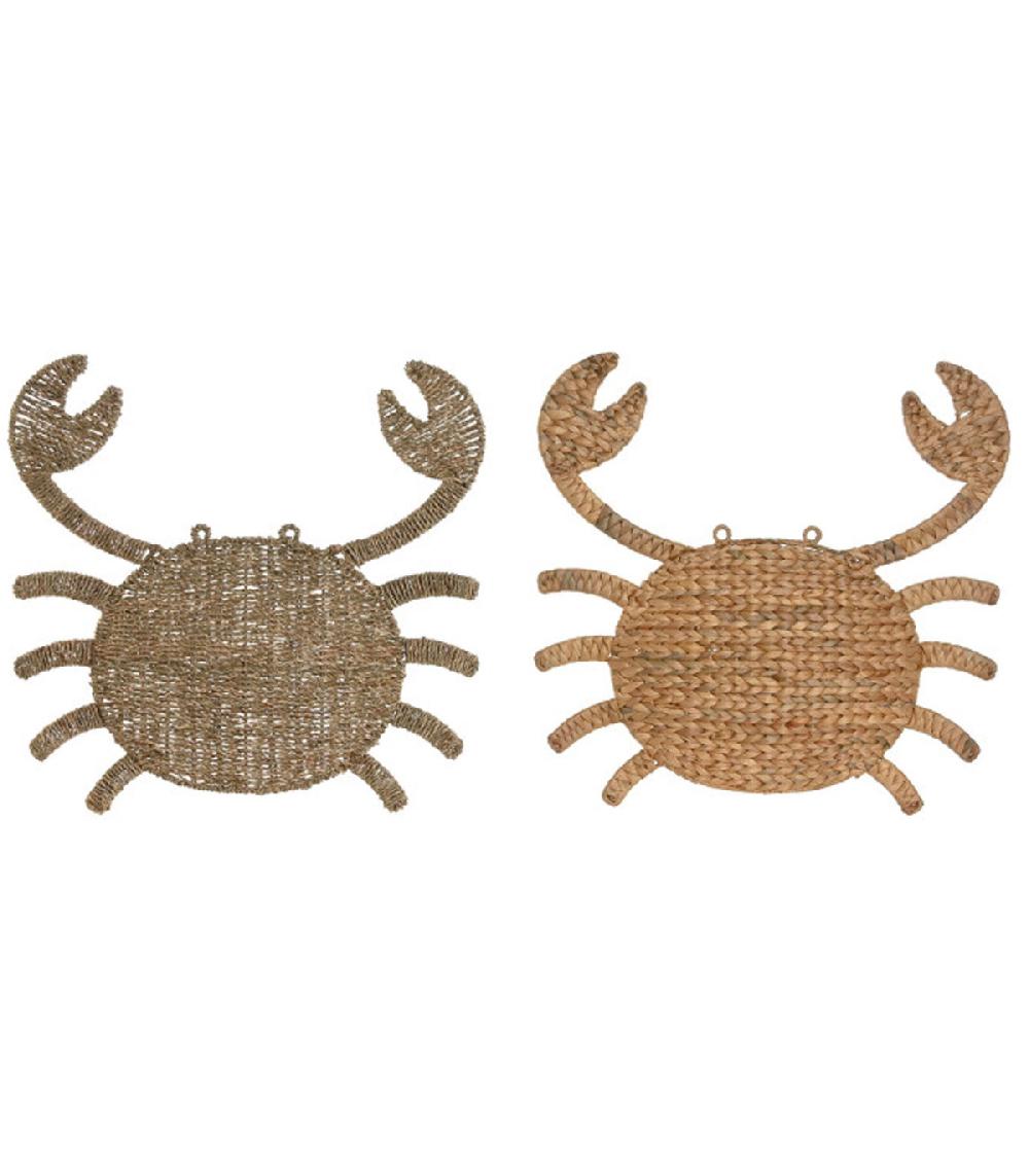 wadiga Set de 2 décorations murales en rotin crabes 49x5x56cm