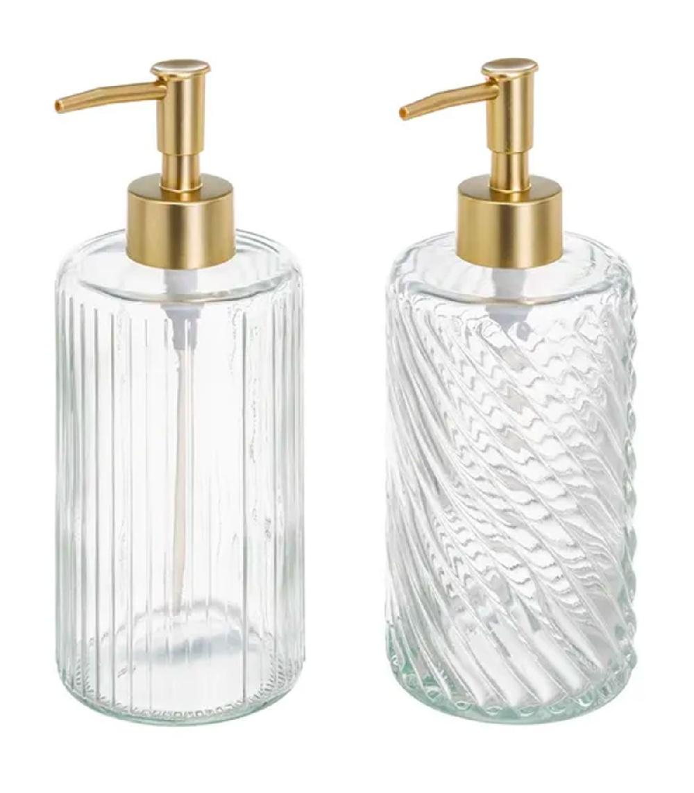 wadiga Set de 2 distributeurs de savon en verre 8x8x20cm