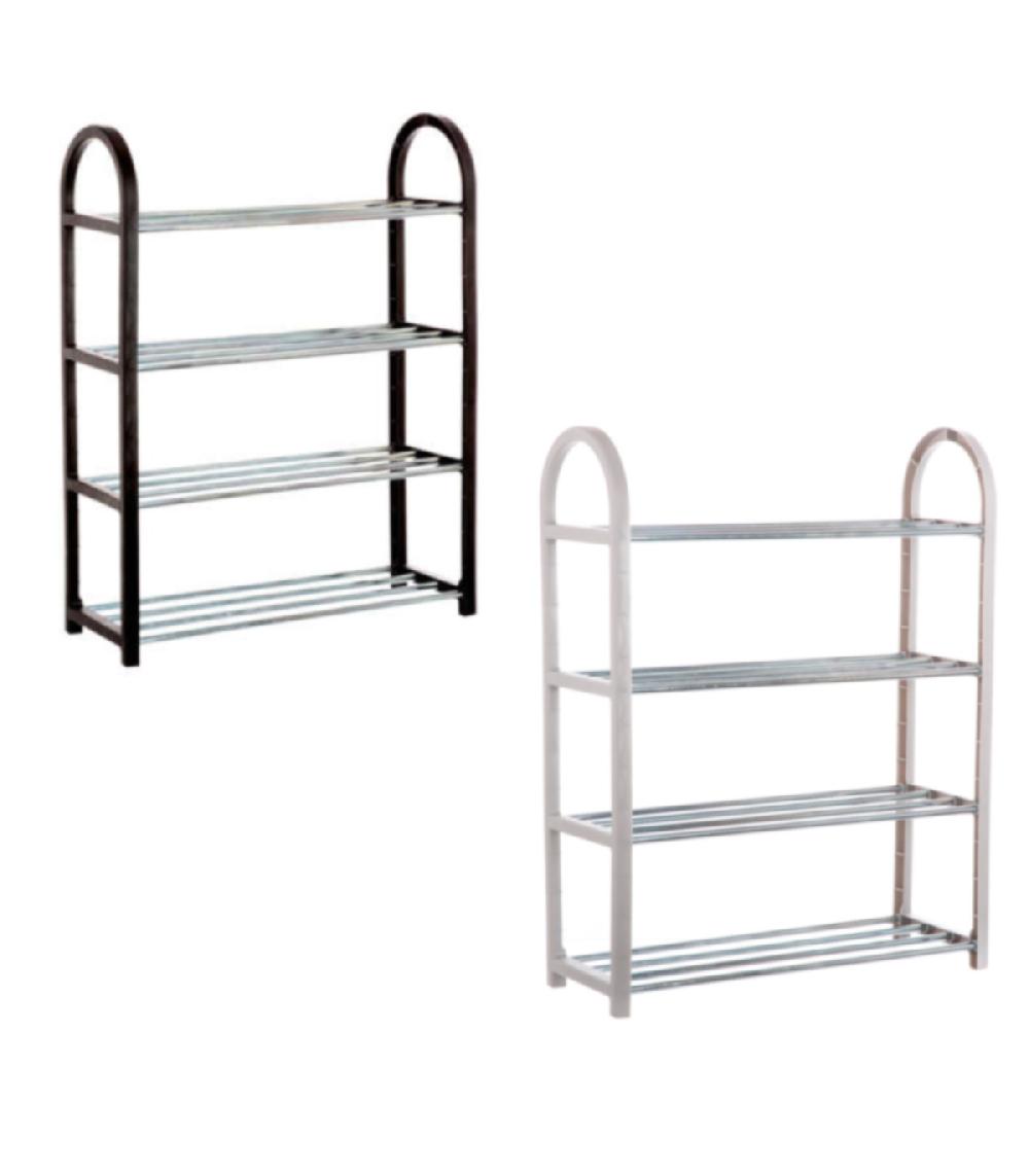 wadiga Set de 2 étagères à chaussures blanc et noir - 50x18.5x65cm