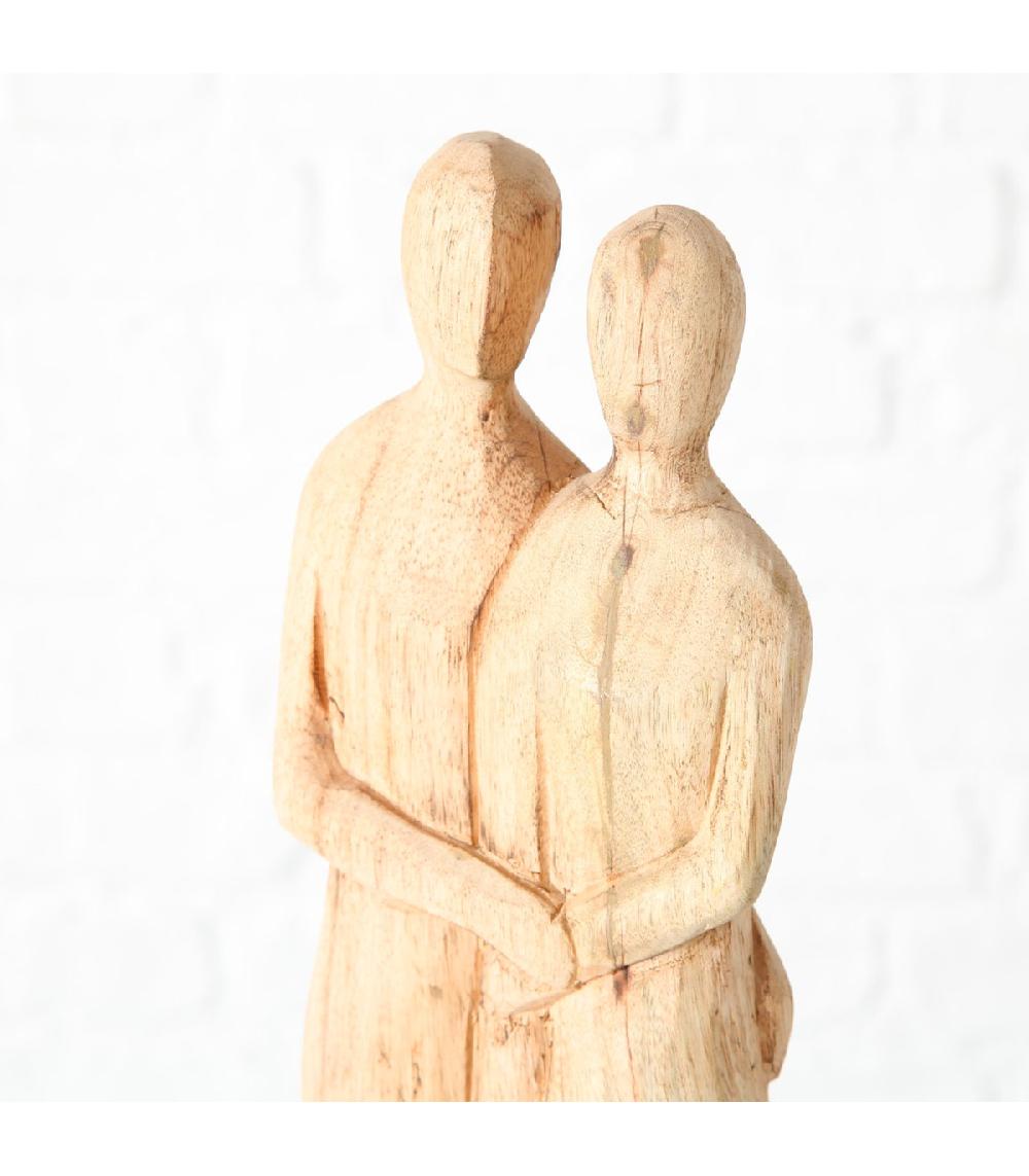 Wadiga Set De 2 Figurines Couple Déco à Poser En Bois De Manguier H56cm