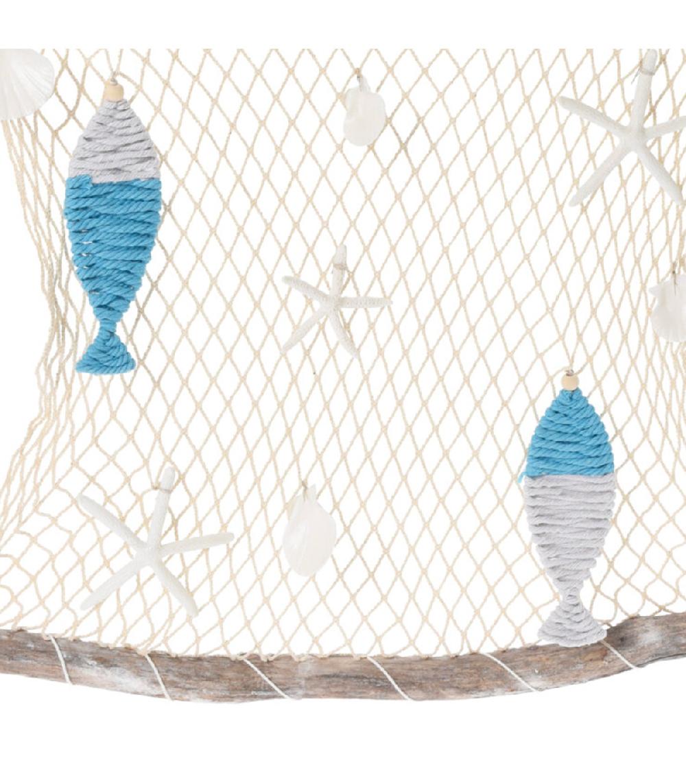 Wadiga Set De 2 Filets De Pêche Décoratifs En Jute Et Bois