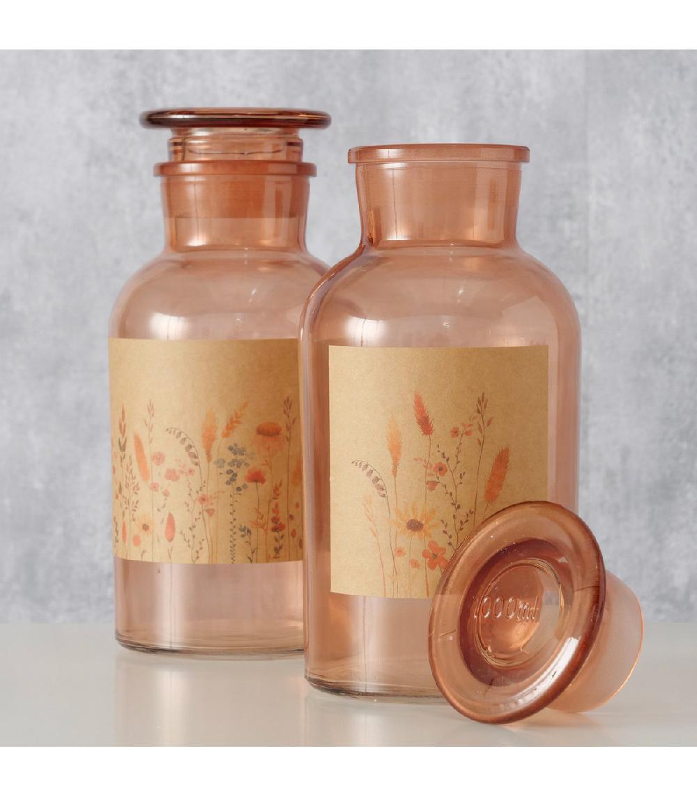 Wadiga Set De 2 Flacons D'apothicaire Décoratifs En Verre Orangé 10x10x22cm