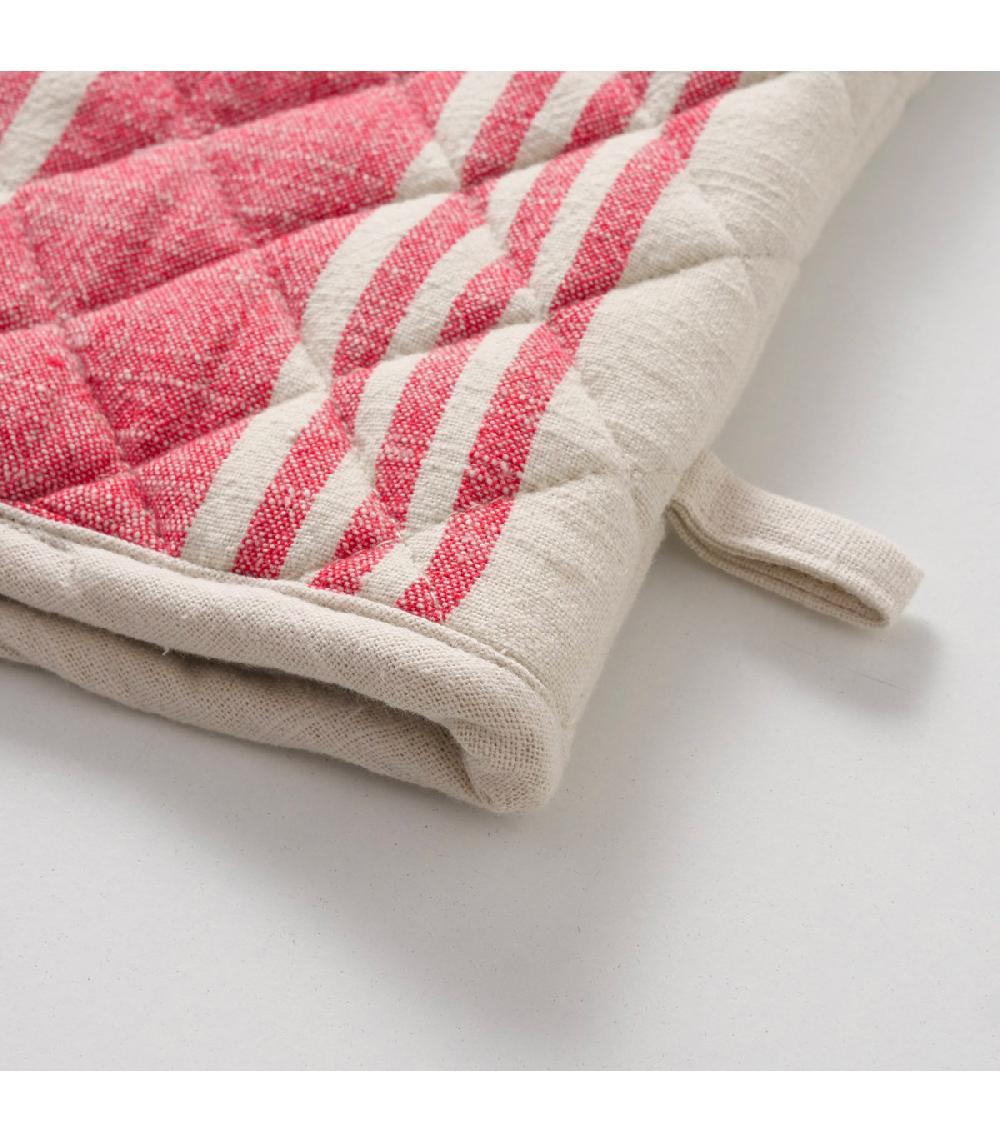 Wadiga Set De 2 Gants De Cuisine Beige Et Rouge En Coton