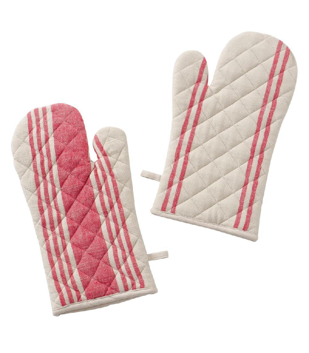 wadiga Set de 2 gants de cuisine beige et rouge en coton