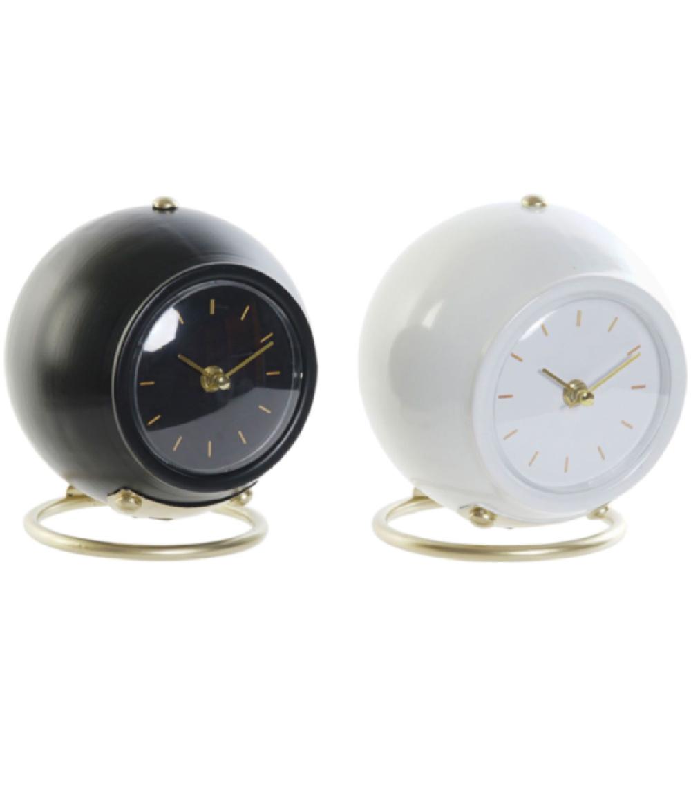 wadiga Set de 2 horloges à poser métal noir et doré - 16x13x18cm