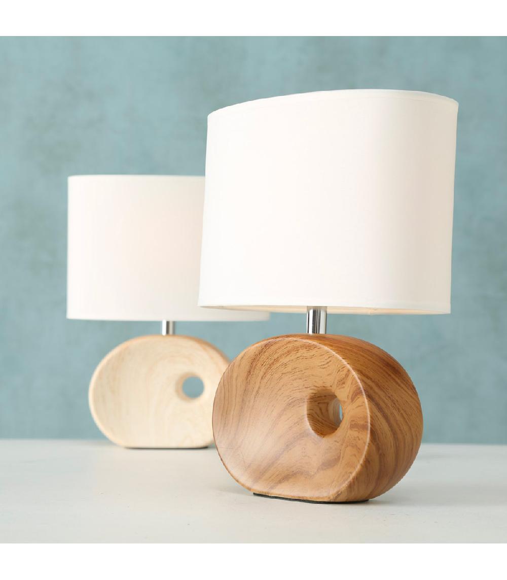 Wadiga Set De 2 Lampes à Poser En Céramique Effet Bois