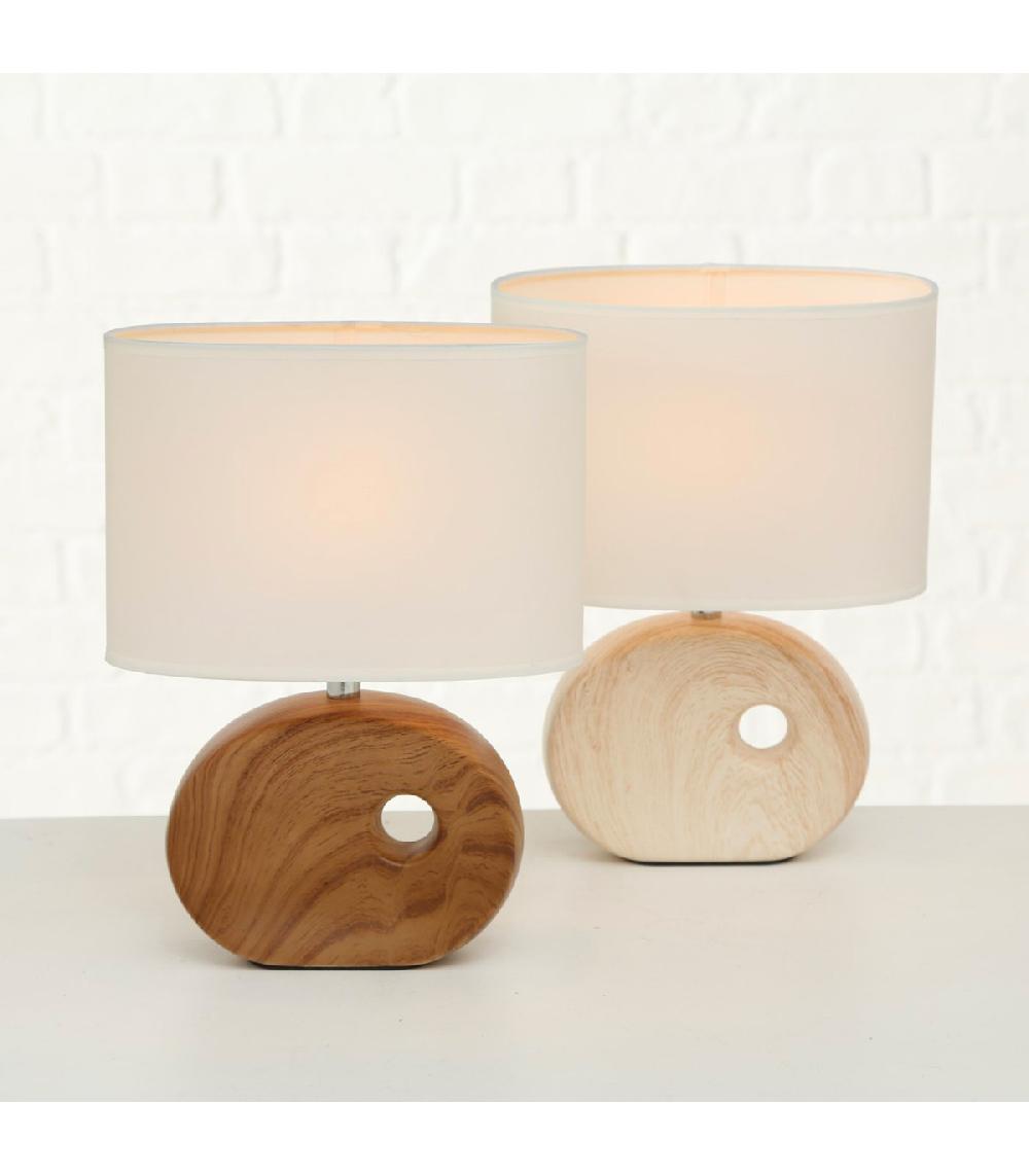 Wadiga Set De 2 Lampes à Poser En Céramique Effet Bois