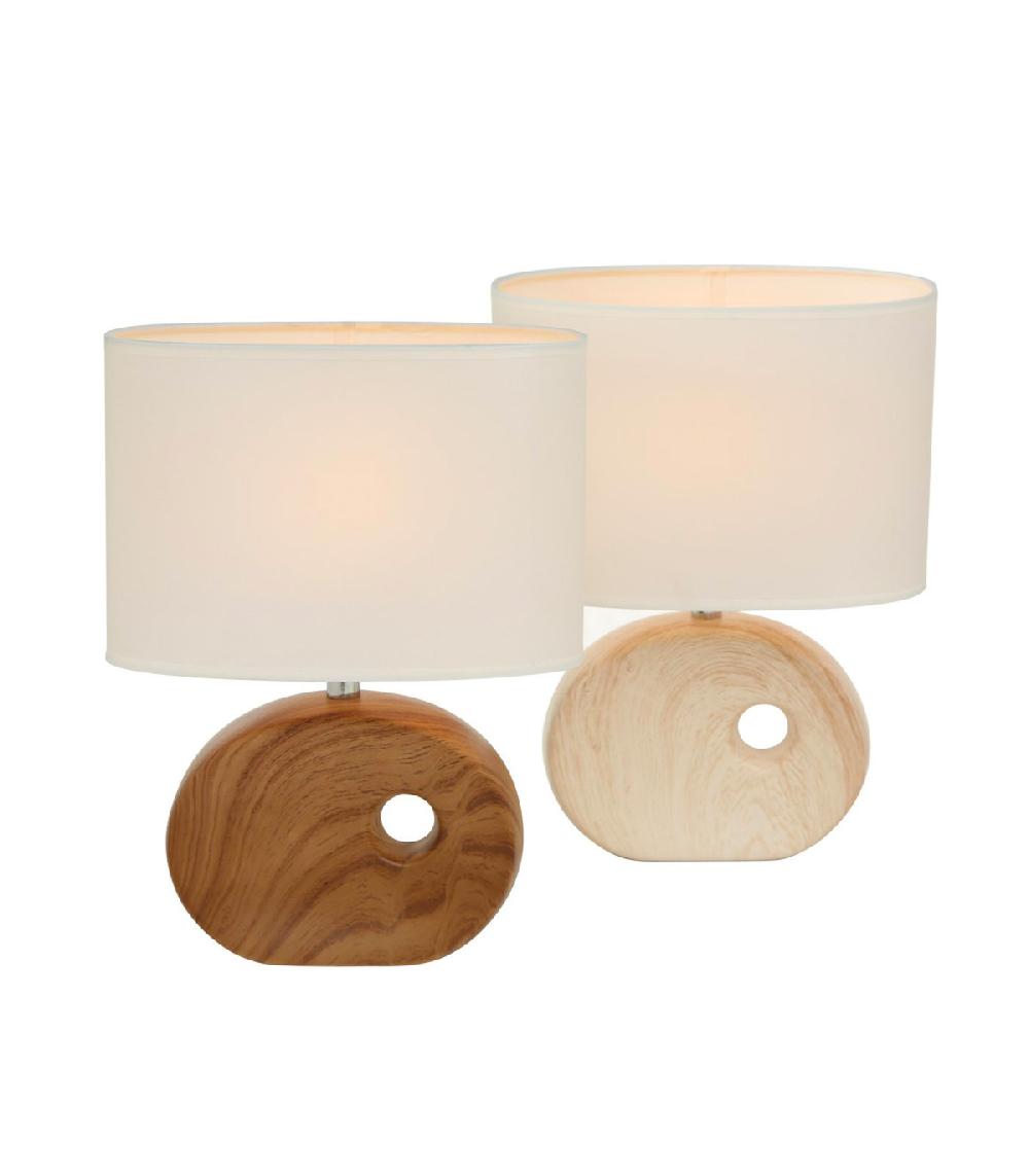 wadiga Set de 2 lampes à poser en céramique effet bois