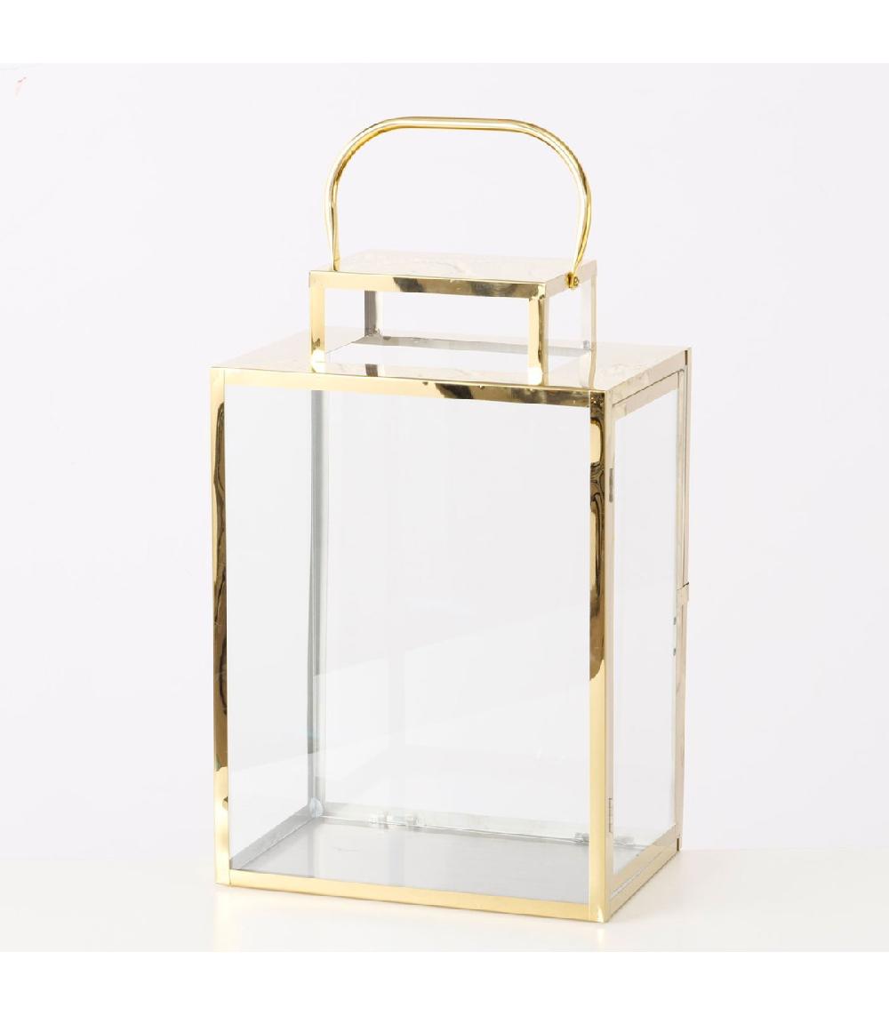 Wadiga Set De 2 Lanternes En Métal Doré Et Verre 20x30x46cm