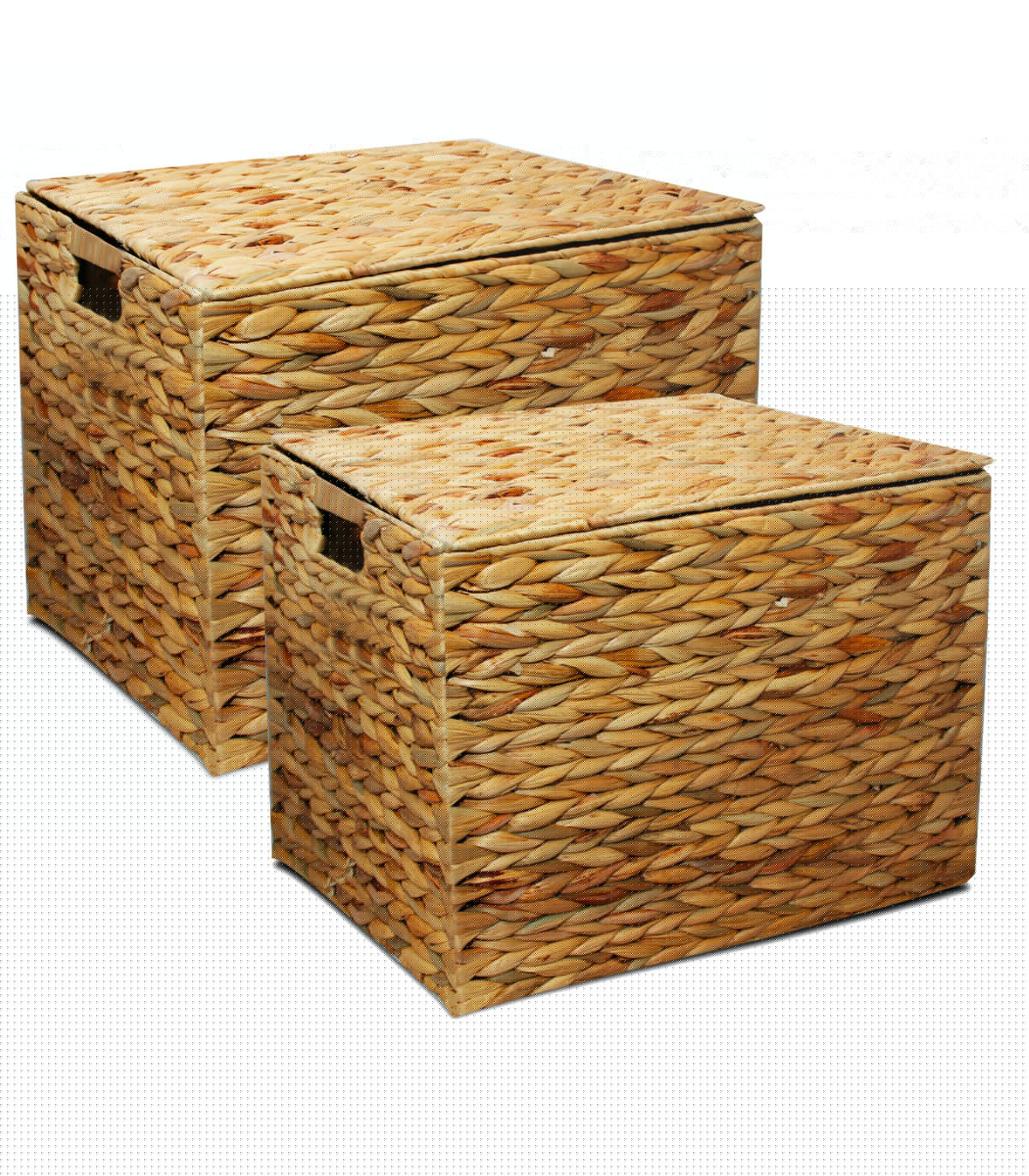 wadiga Set de 2 malles en jacinthe d'eau tressée 45x35x33cm