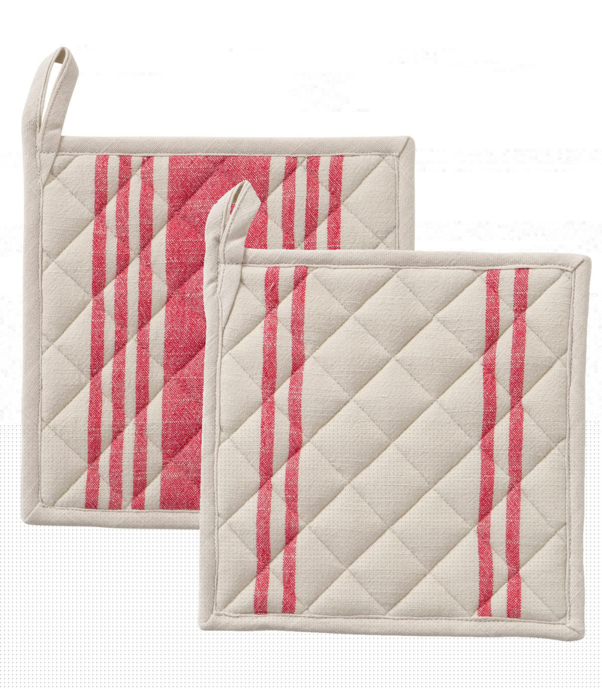 wadiga Set de 2 maniques de cuisine beige et rouge en coton
