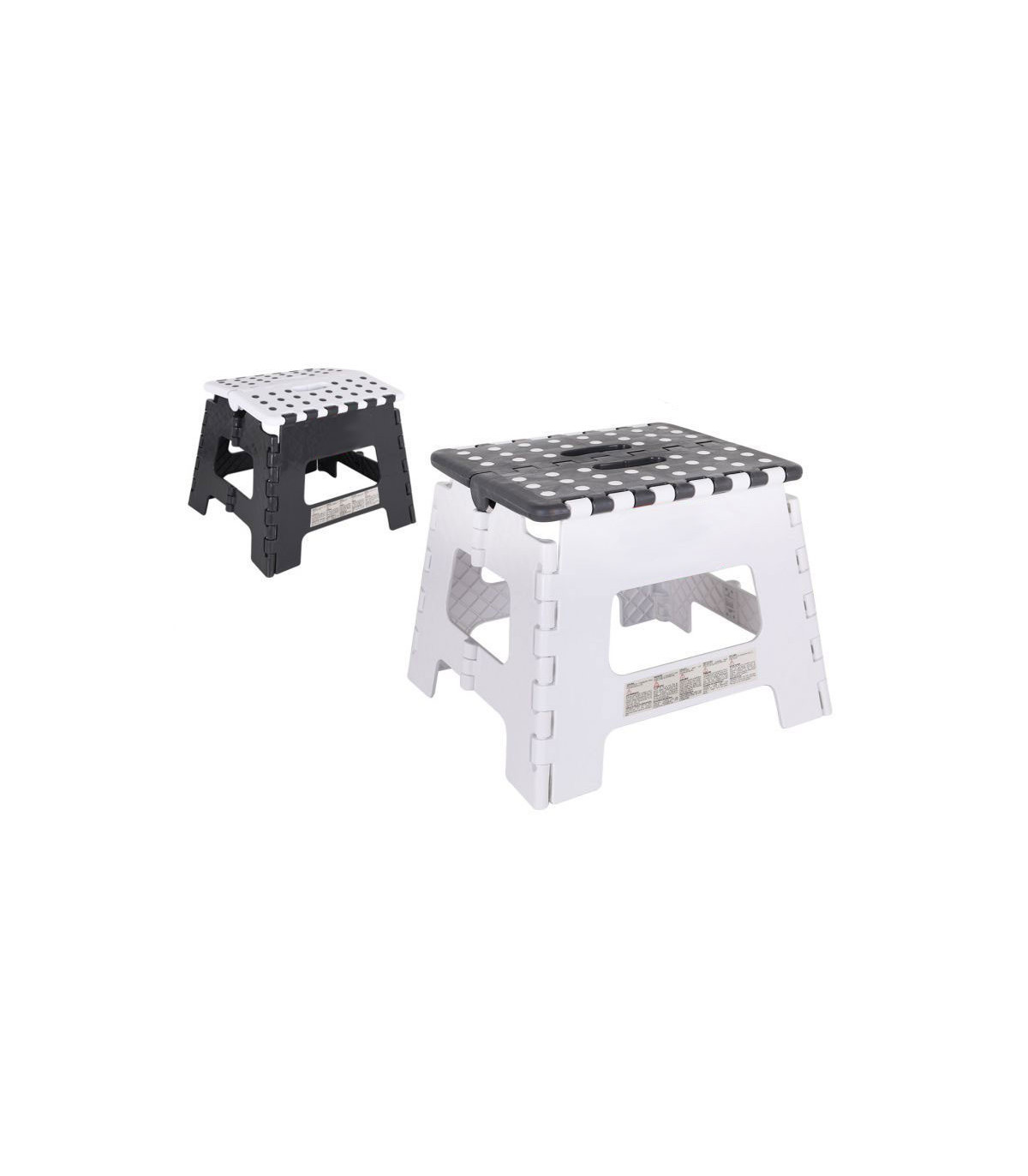 wadiga Set de 2 Marchepieds Pliables Plastique Blanc Gris Noir - H25cm