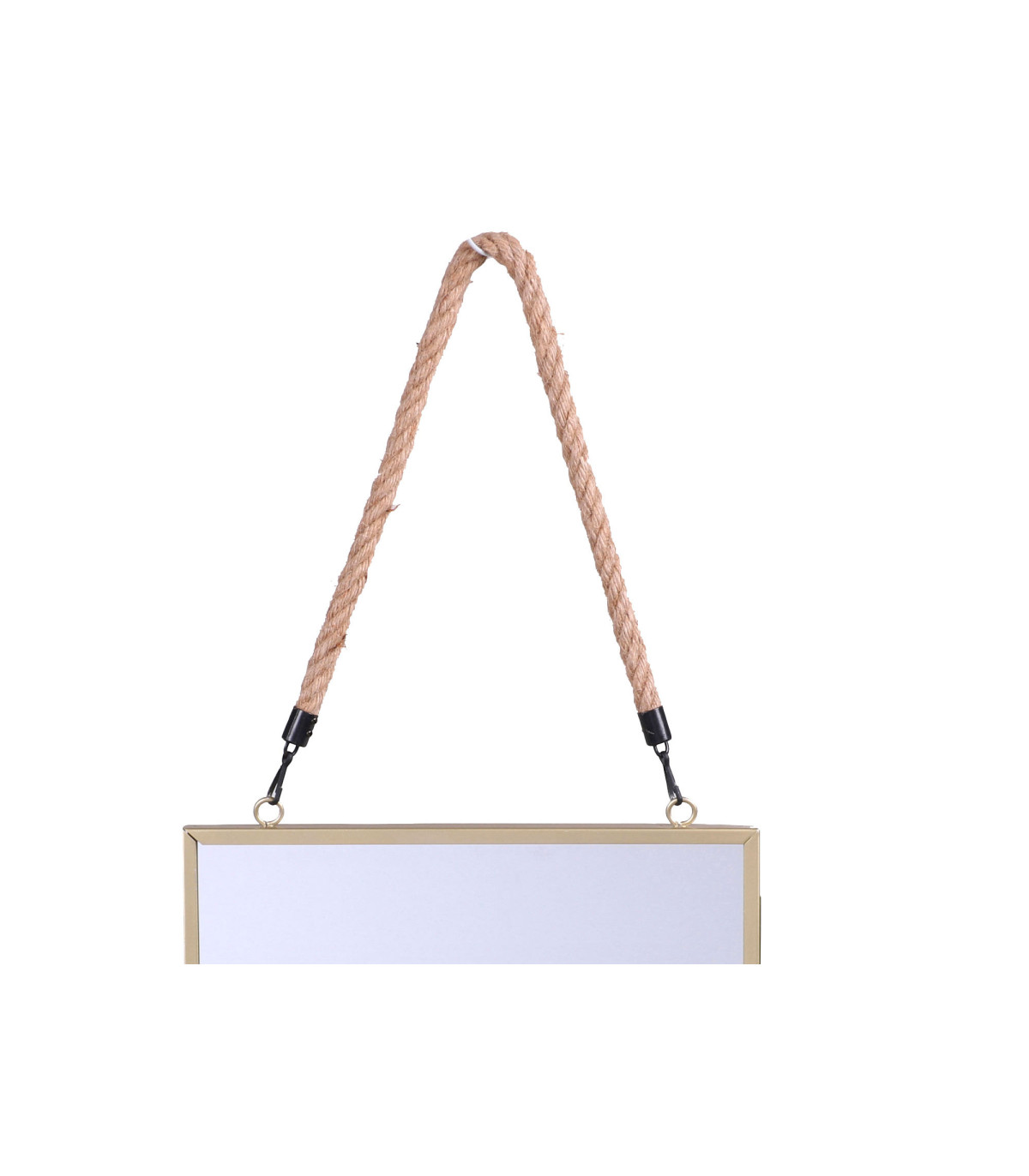 Wadiga Set De 2 Miroirs Carrés Suspendus Corde Noir Et Doré - 30x30cm