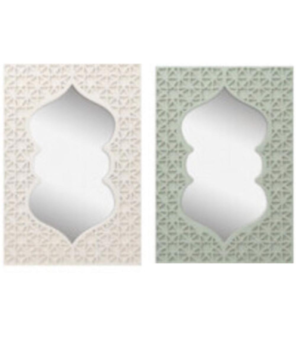 wadiga Set de 2 miroirs orientaux bois rectangulaires 34x23.5x1cm
