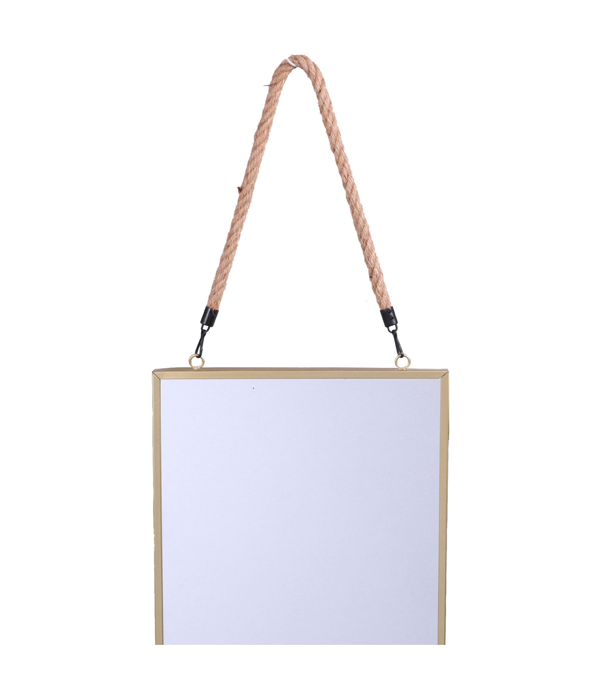 Wadiga Set De 2 Miroirs Rectangulaires Suspendus Corde Noir Et Doré - 40x30cm