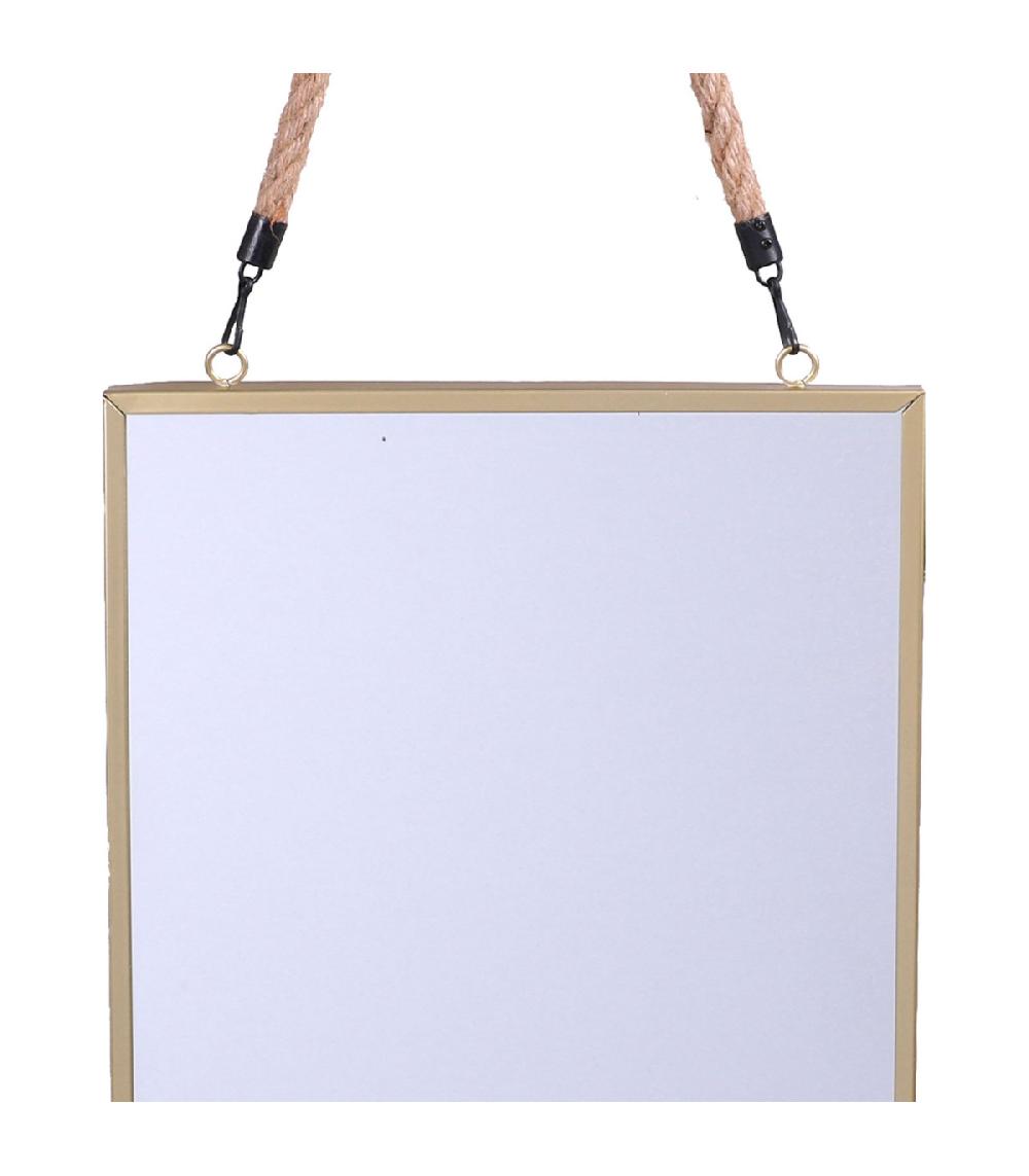 Wadiga Set De 2 Miroirs Rectangulaires Suspendus Corde Noir Et Doré - 40x30cm