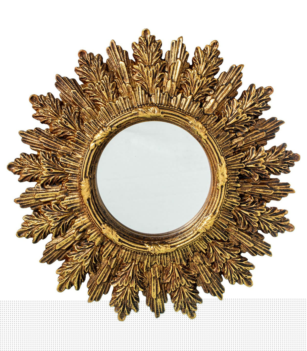 Wadiga Set De 2 Miroirs Ronds Soleils En Résine Dorée 22x22x2cm