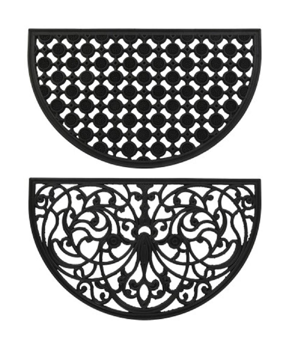 wadiga Set de 2 paillassons caoutchouc demi-lune 75x45x1cm