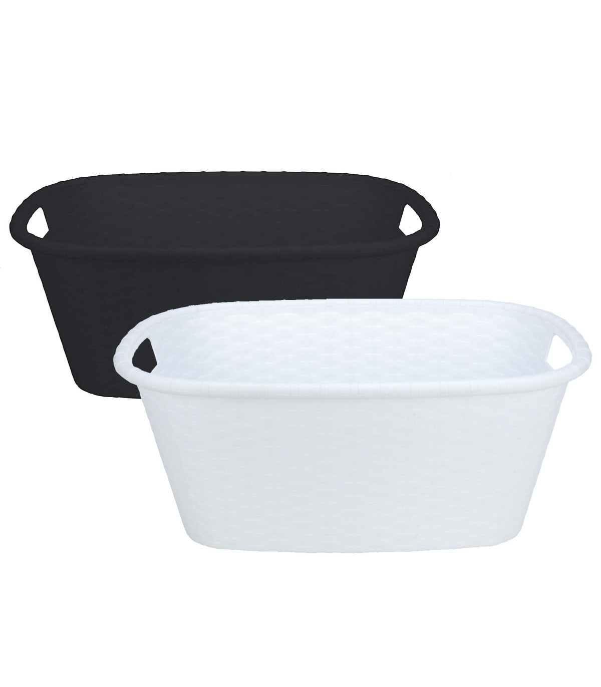 wadiga Set de 2 paniers à linge buanderie blanc et noir