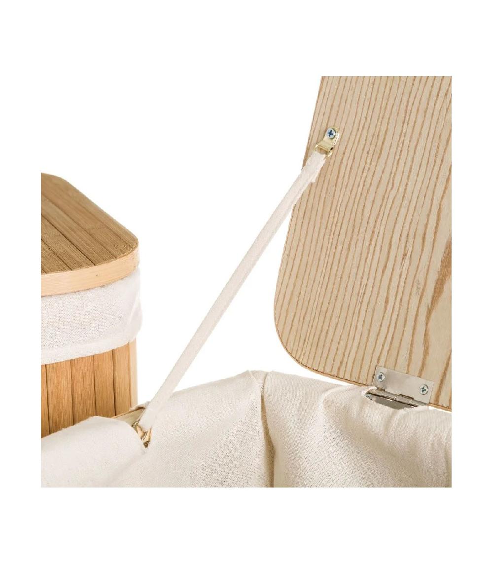 Wadiga Set De 2 Paniers à Linge Rectangulaires Bambou Intérieur Tissu