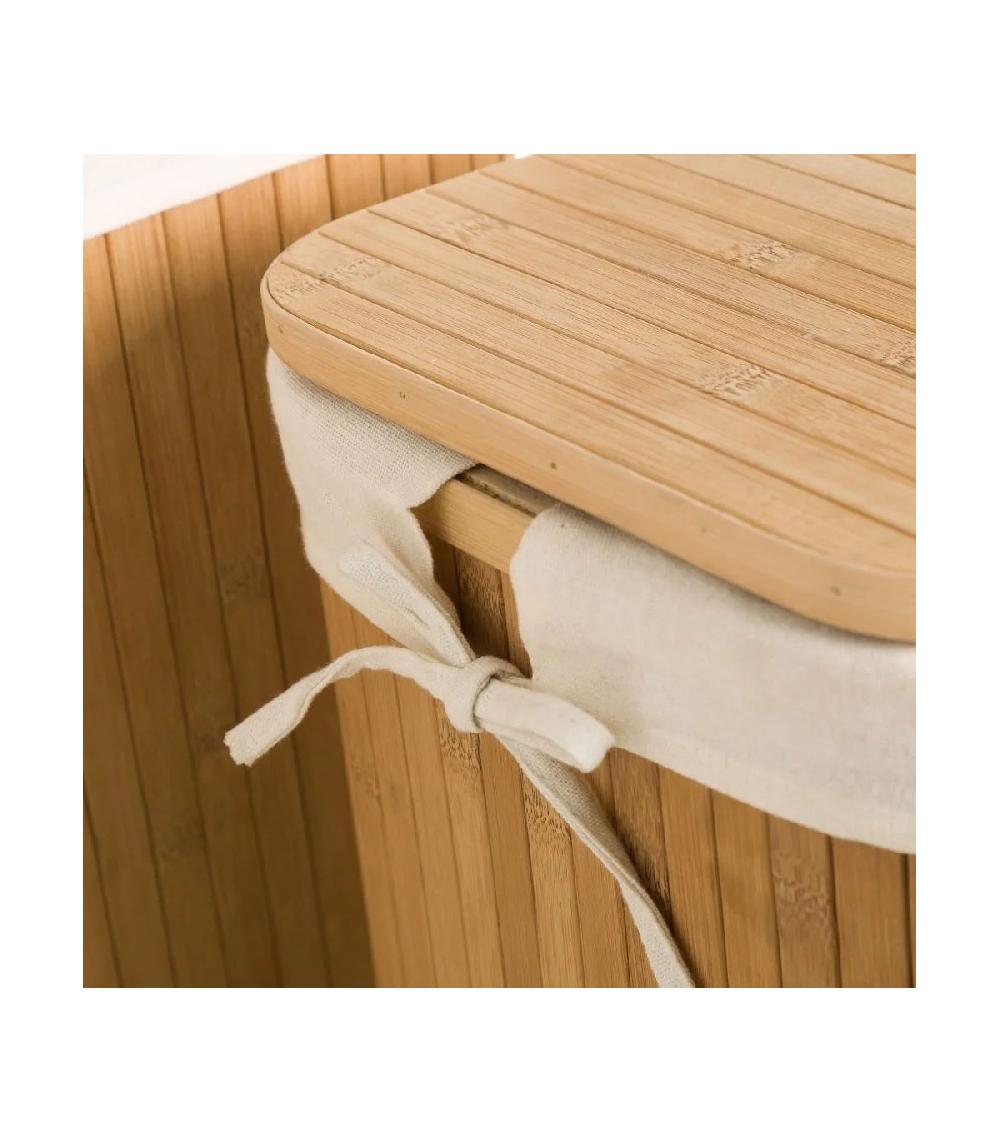 Wadiga Set De 2 Paniers à Linge Rectangulaires Bambou Intérieur Tissu