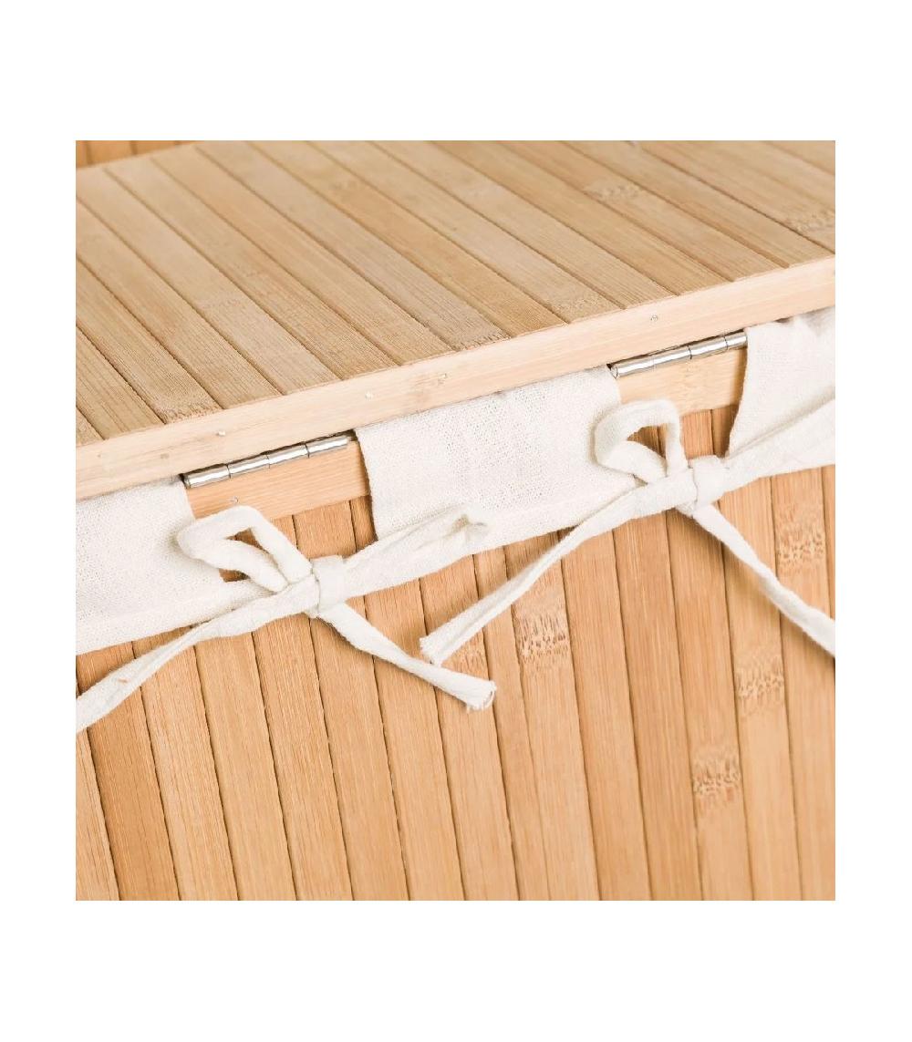 Wadiga Set De 2 Paniers à Linge Rectangulaires Bambou Intérieur Tissu