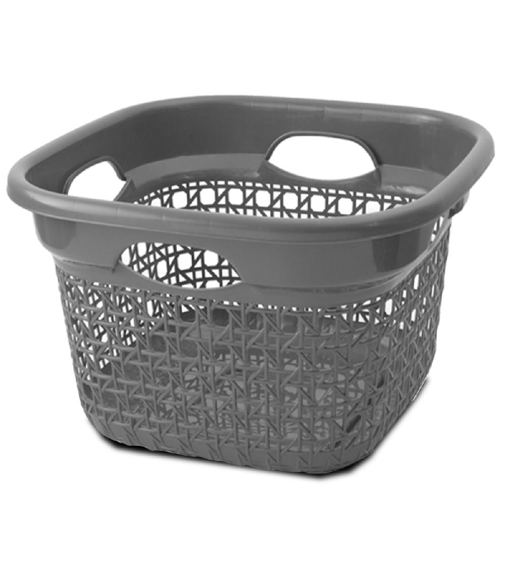 Wadiga Set De 2 Paniers Carrés Buanderie Plastique Blanc Et Gris 45L