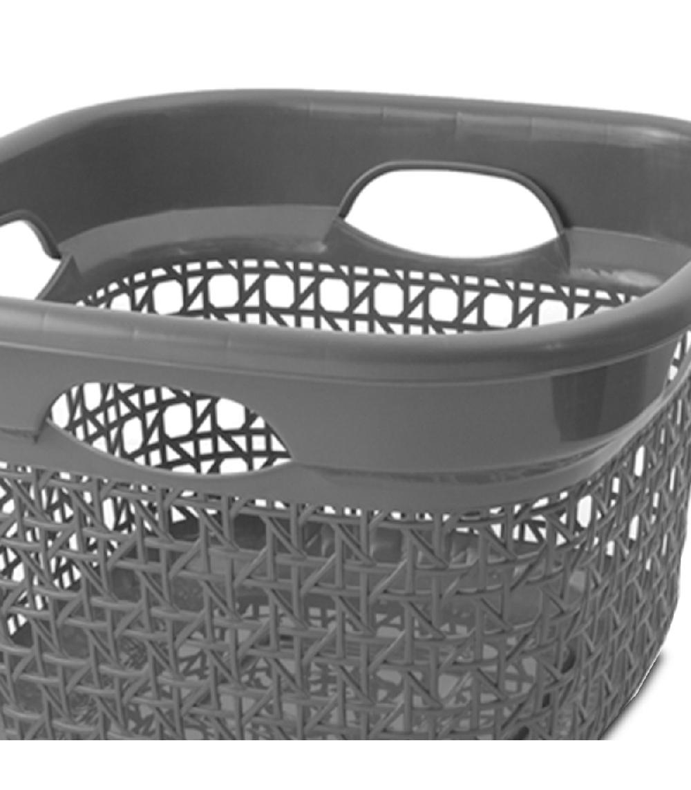 Wadiga Set De 2 Paniers Carrés Buanderie Plastique Blanc Et Gris 45L