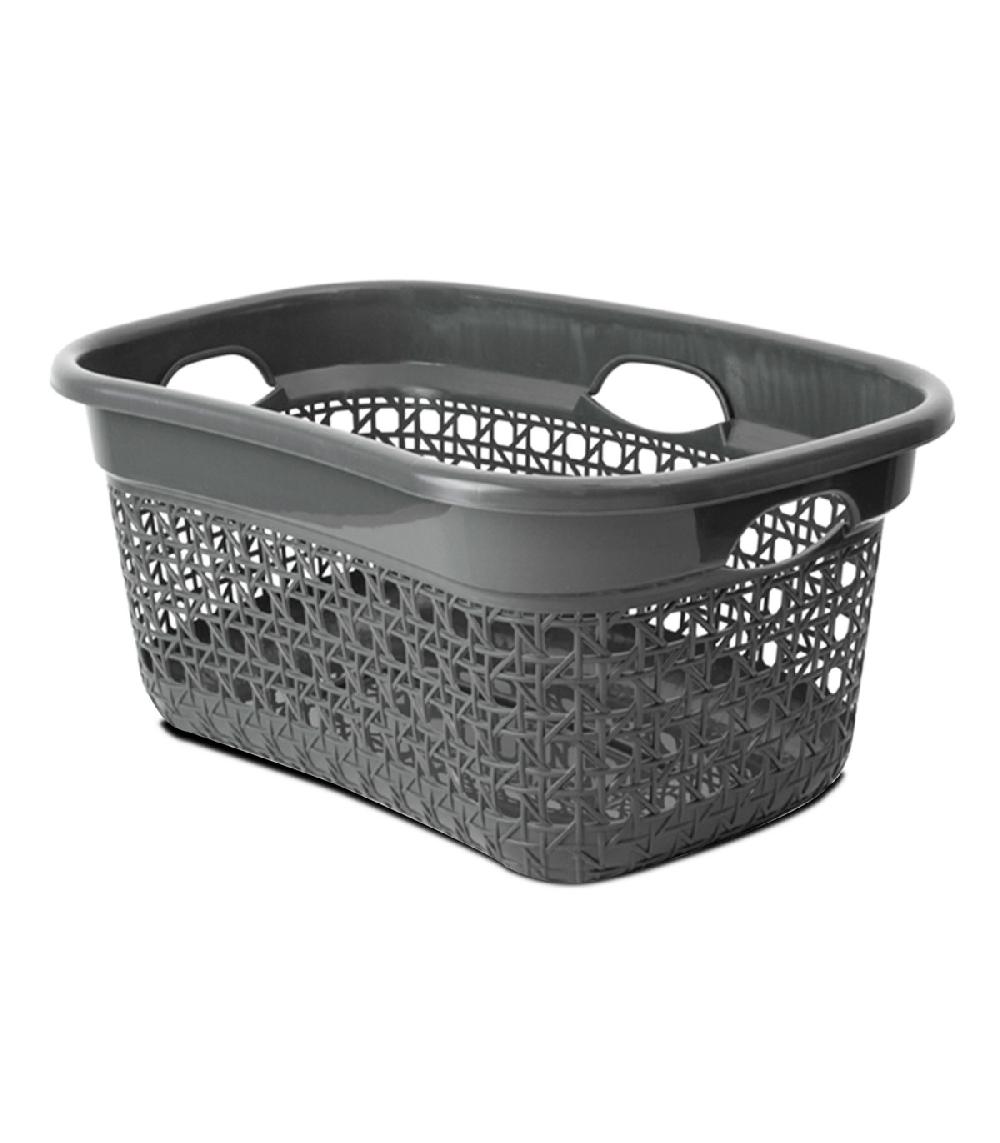 Wadiga Set De 2 Paniers Rectangulaires Buanderie Plastique Blanc Et Gris 60L