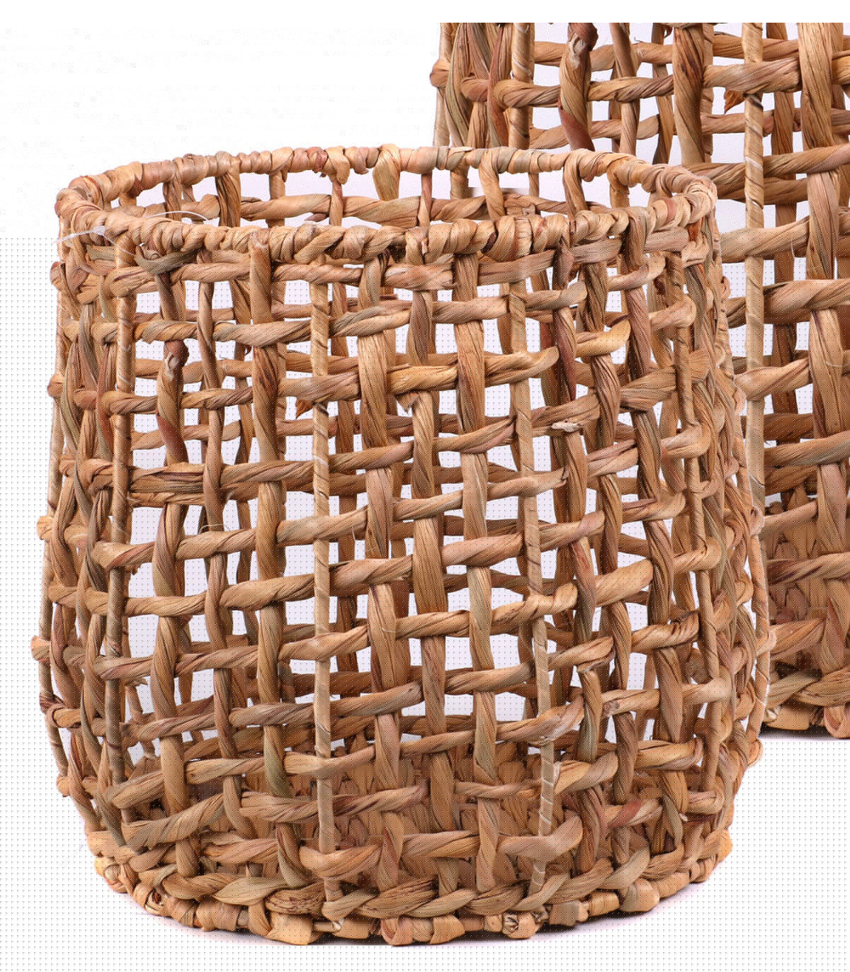 Wadiga Set De 2 Paniers Ronds Tressés En Jacinthe D'eau - 32x28cm