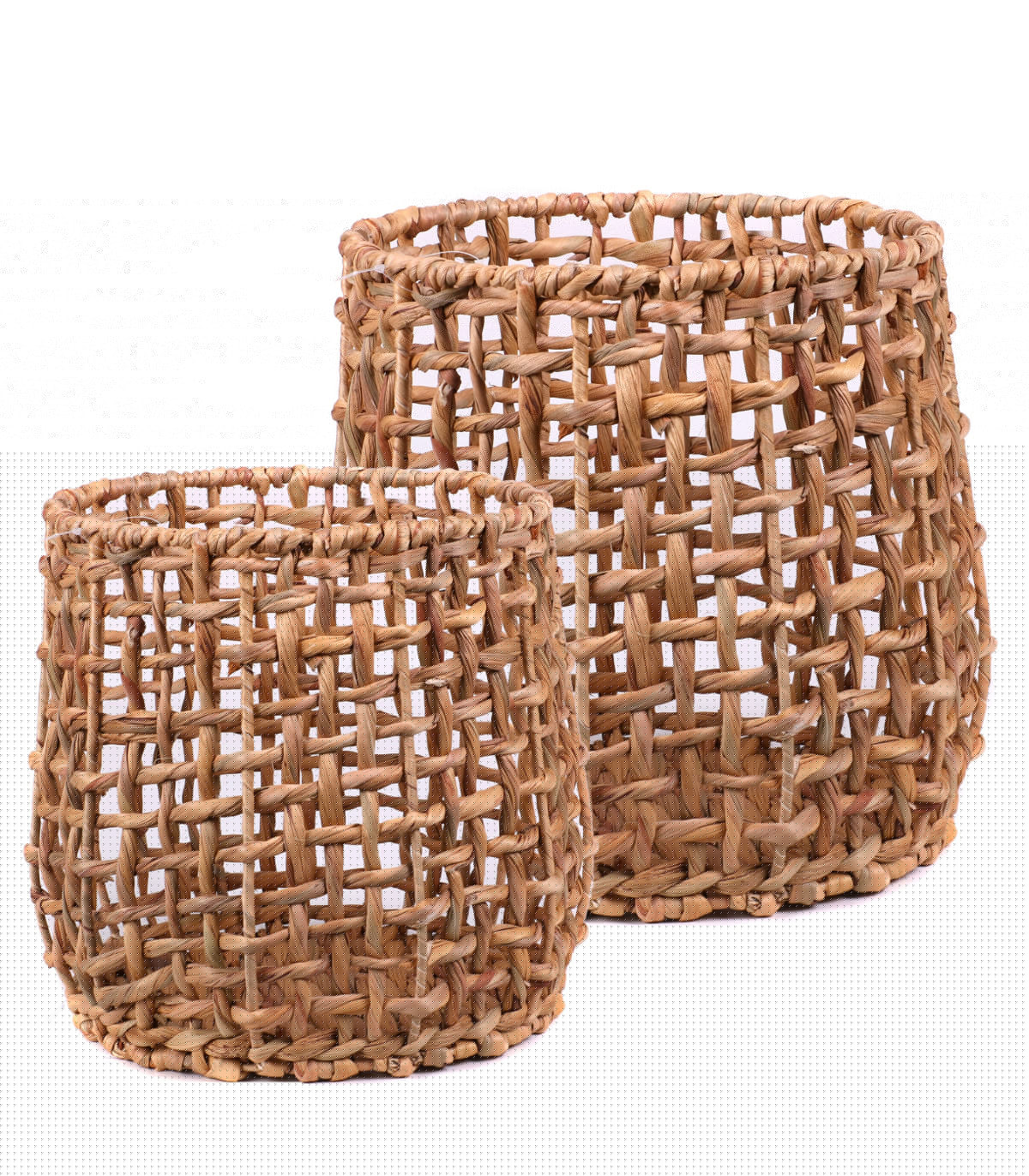 wadiga Set de 2 paniers ronds tressés en jacinthe d'eau - 32x28cm