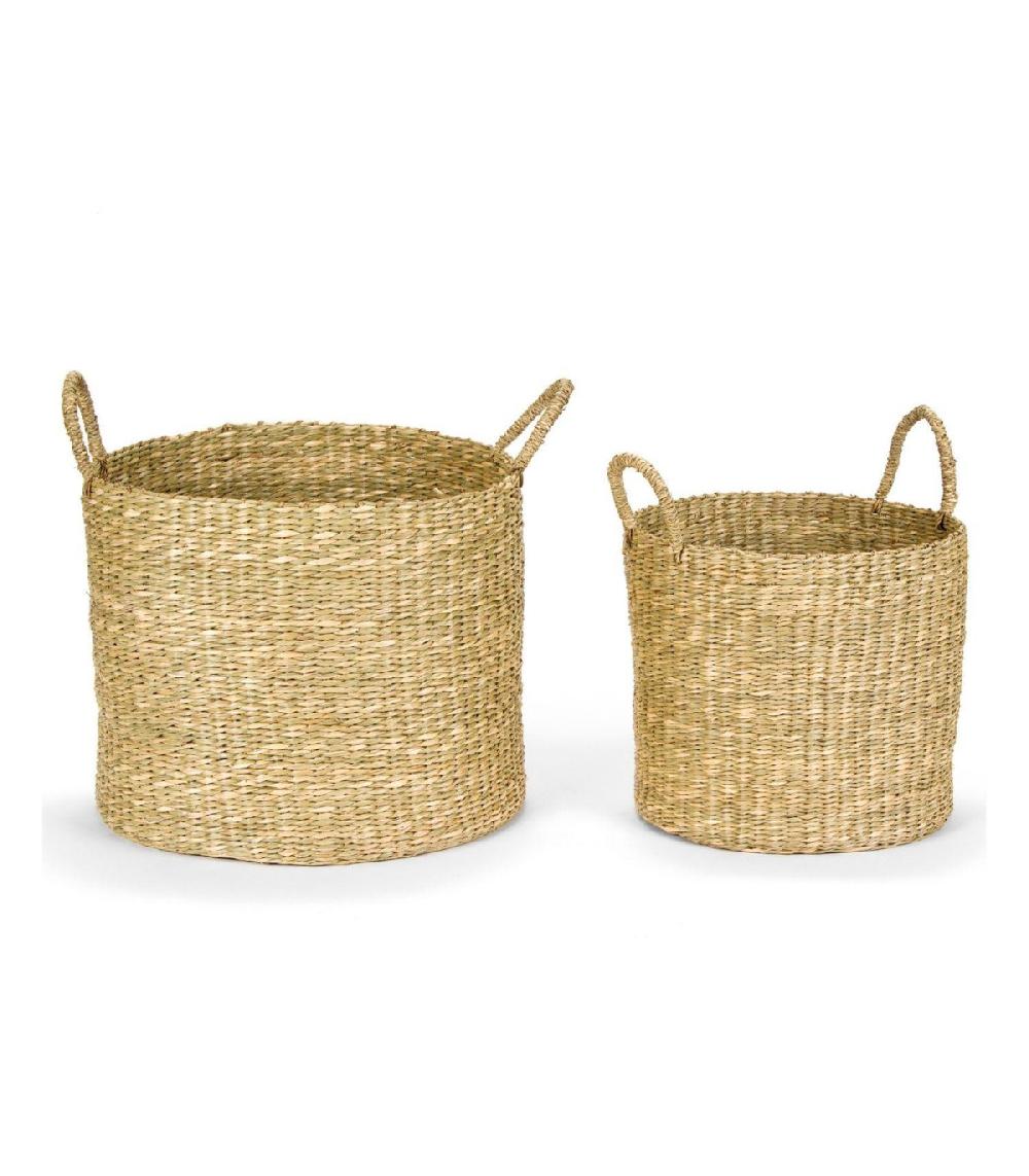 wadiga Set de 2 Paniers Ronds Tressés en Jonc de Mer