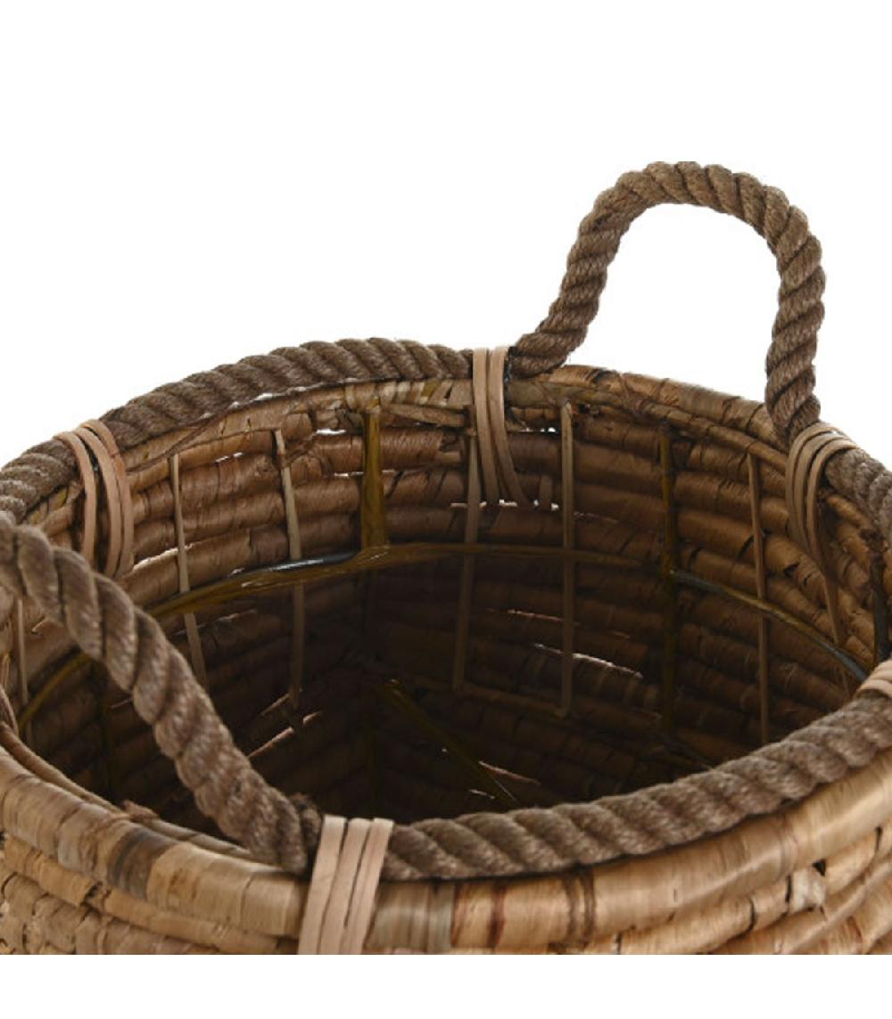 Wadiga Set De 2 Paniers Tressés En Jacinthe D'eau 45x45x57cm