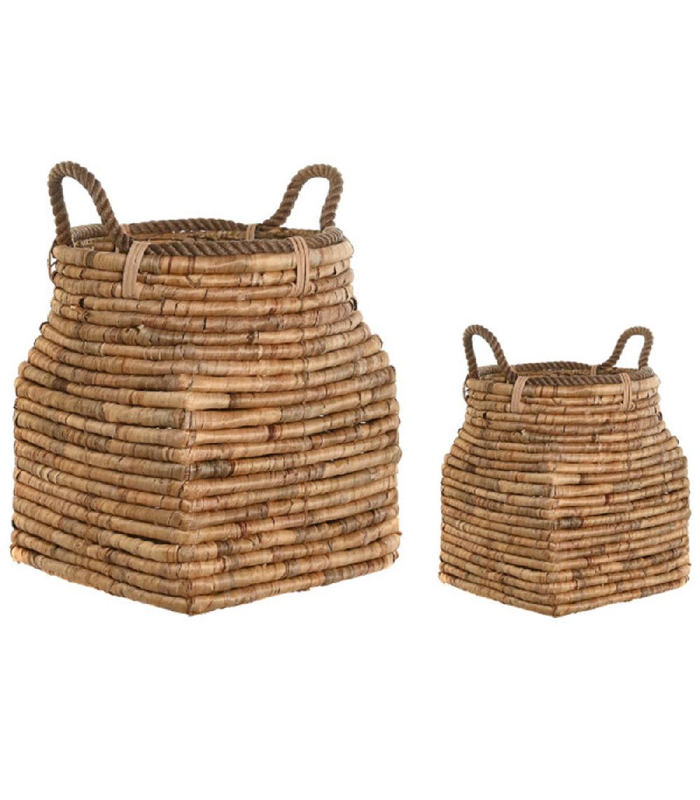 wadiga Set de 2 paniers tressés en jacinthe d'eau 45x45x57cm