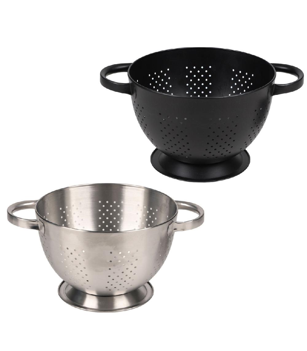 wadiga Set de 2 passoires en inox noir et chrome 22x22x16cm