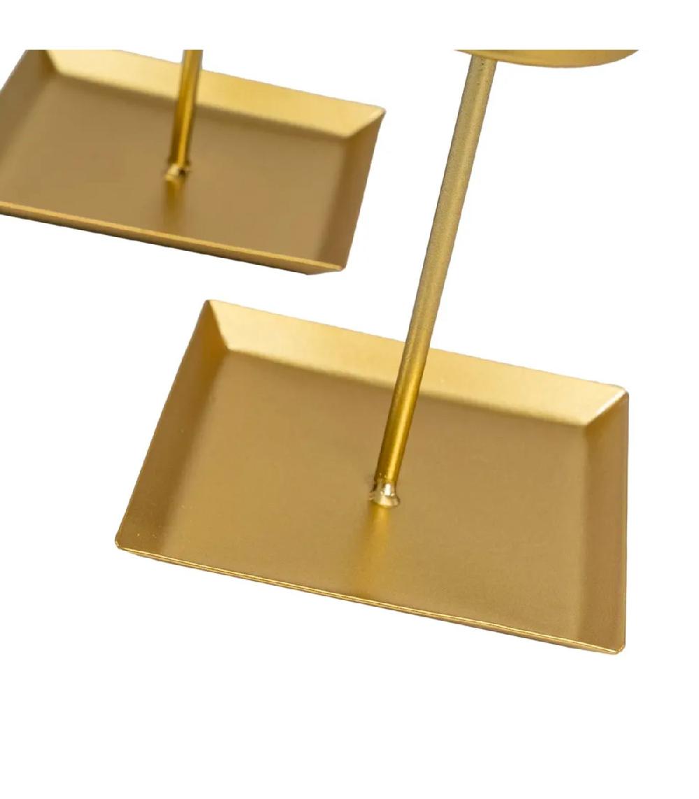 Wadiga Set De 2 Photophores Sur Pieds En Verre Et Métal Doré
