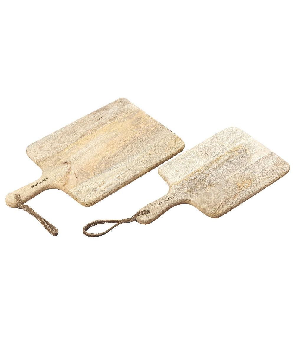 wadiga Set de 2 Planches à Découper Rectangulaires en Bois à Suspendre