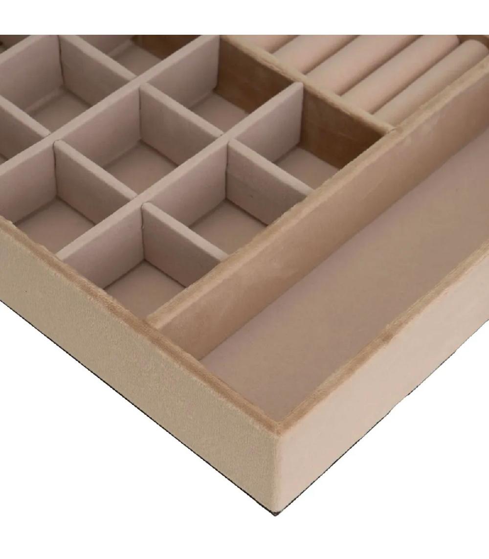 Wadiga Set De 2 Plateaux à Bijoux Velours Beige Et Gris 30x20x4cm