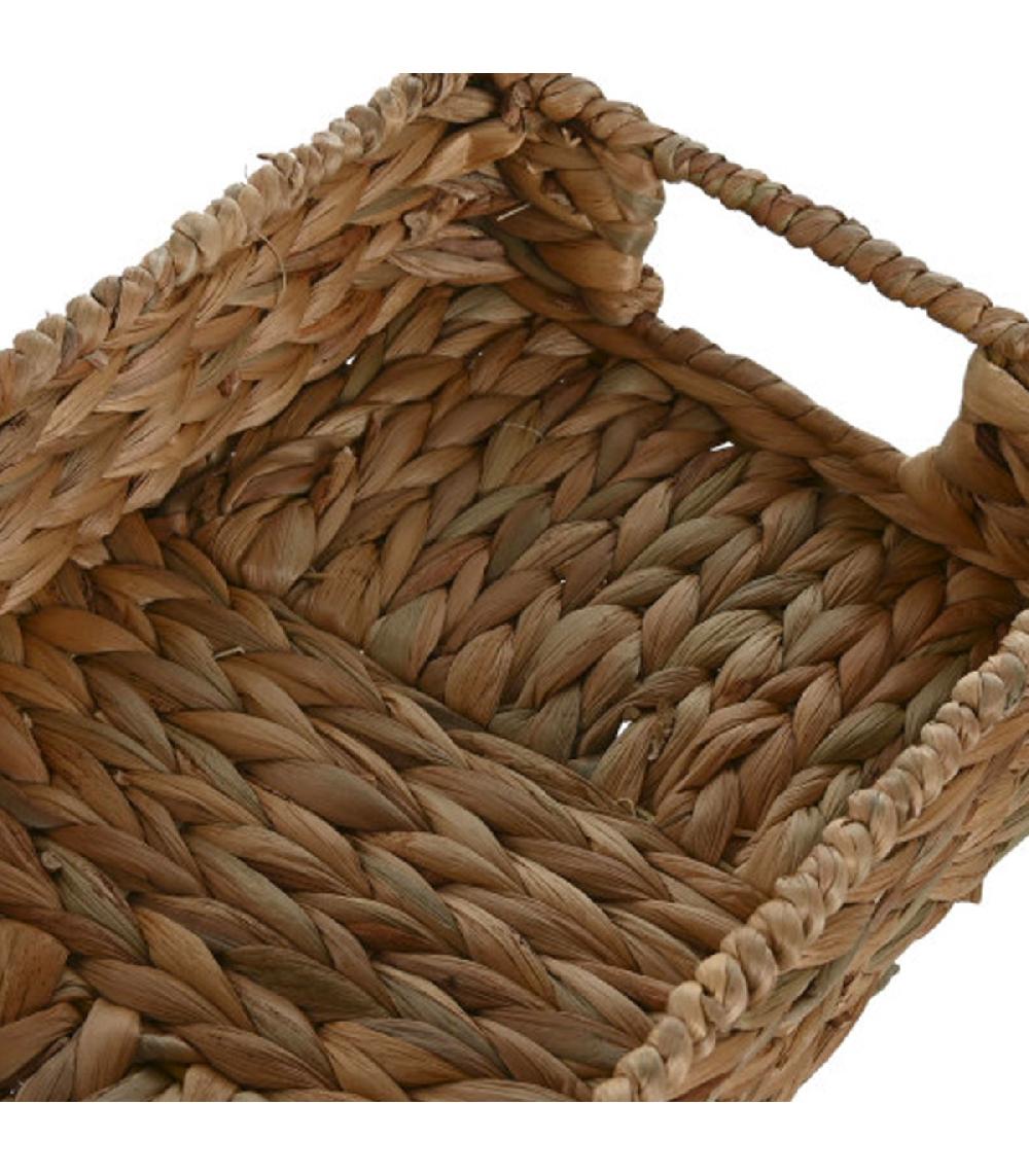 Wadiga Set De 2 Plateaux De Service En Jacinthe D'eau Tressée 40x26x9cm