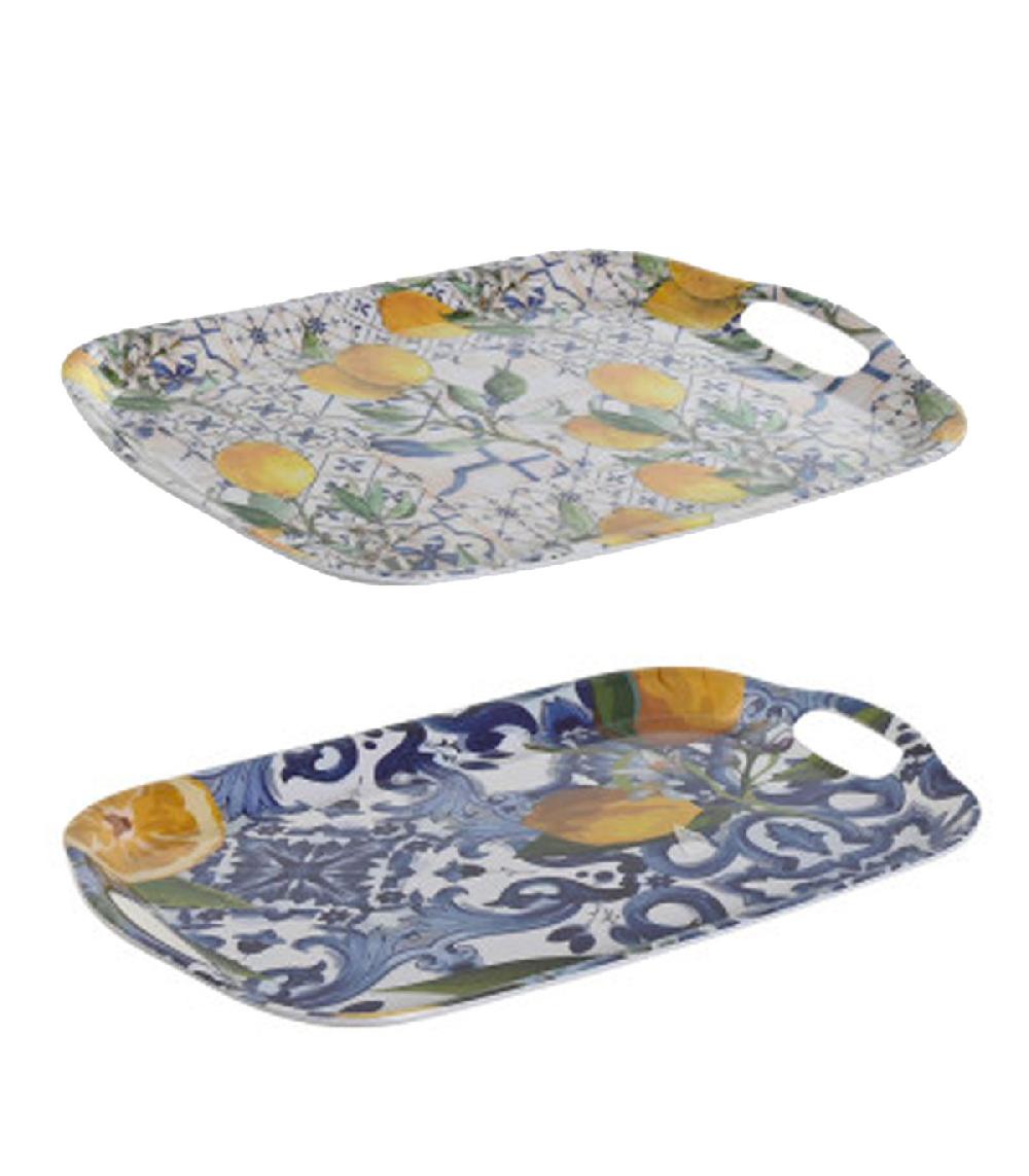 Wadiga Set De 2 Plateaux De Service Façon Carreaux 40.5x29x2.5cm