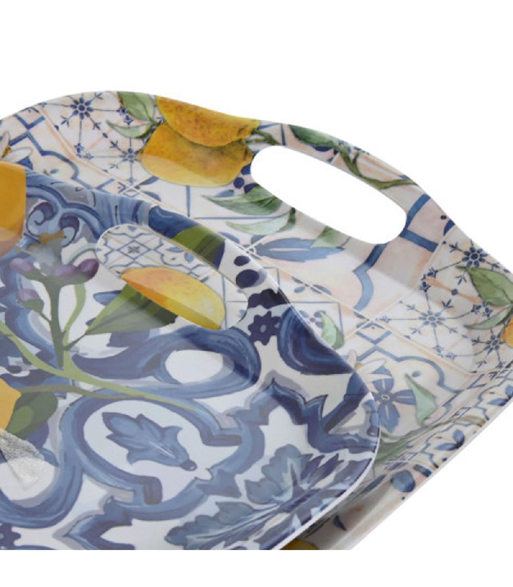 Wadiga Set De 2 Plateaux De Service Façon Carreaux 40.5x29x2.5cm