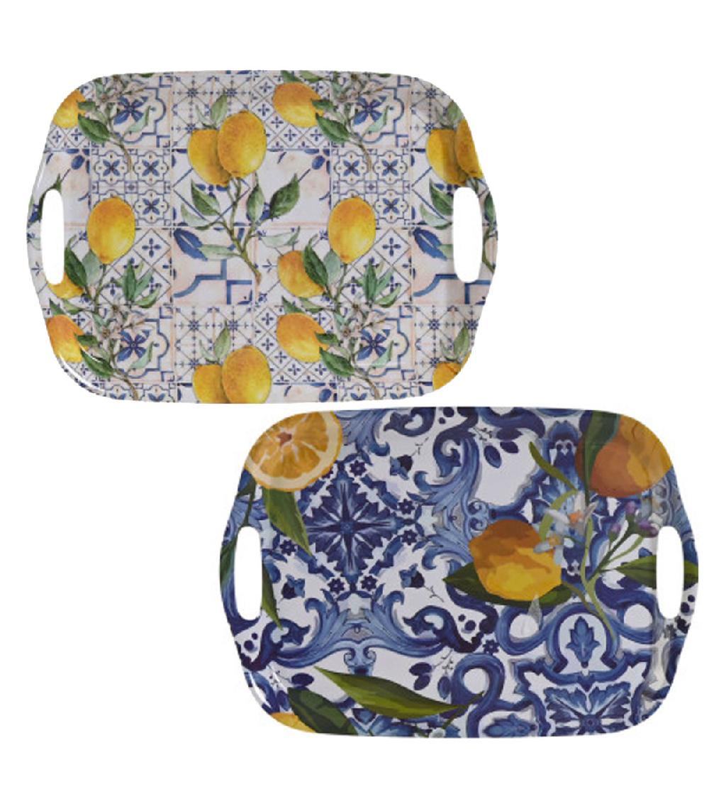 wadiga Set de 2 plateaux de service façon carreaux 40.5x29x2.5cm