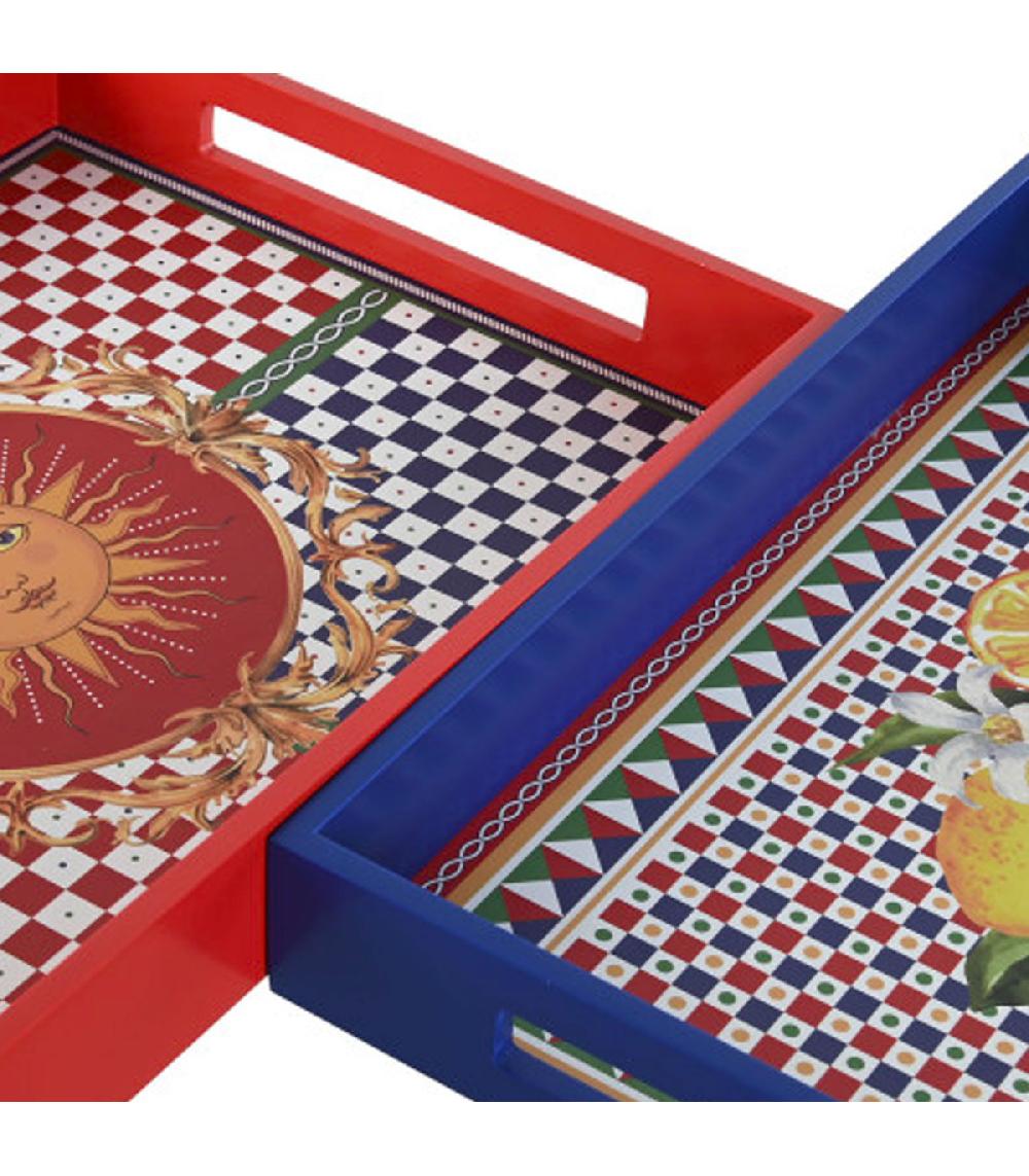 Wadiga Set De 2 Plateaux De Service Multicolores Citrons 40x30x5cm