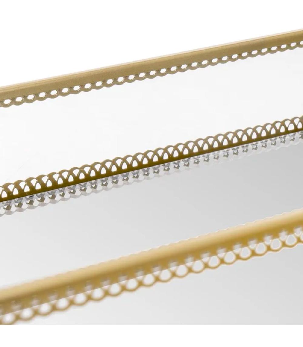 Wadiga Set De 2 Plateaux Pour Bijoux Métal Doré Verre Et Miroir 24x14x4cm