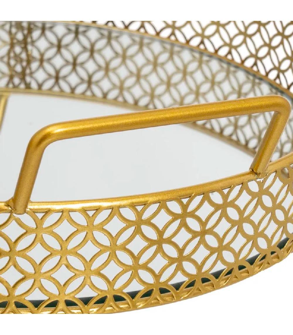 Wadiga Set De 2 Plateaux Ronds En Métal Doré Et Miroirs