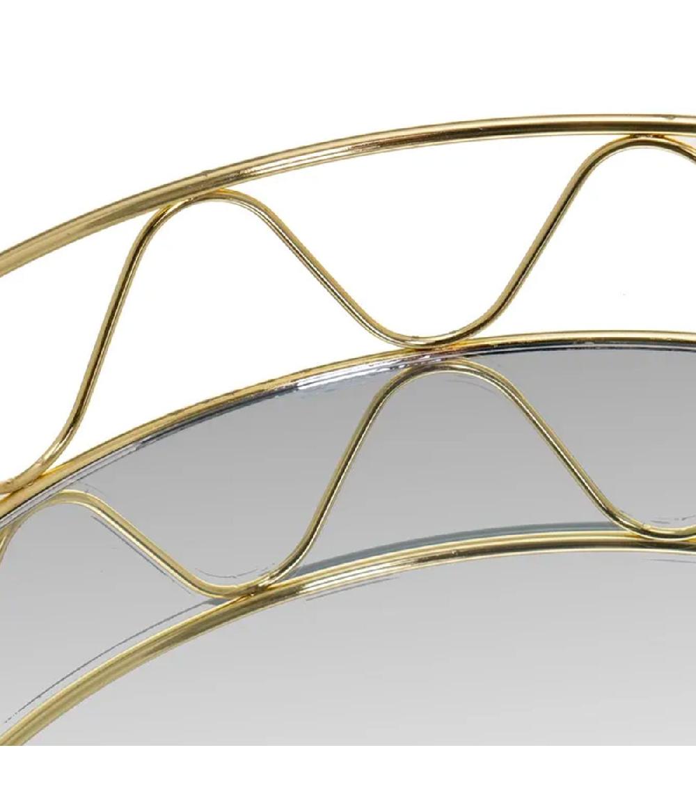 Wadiga Set De 2 Plateaux Ronds En Métal Doré Et Miroirs 30x30x6cm