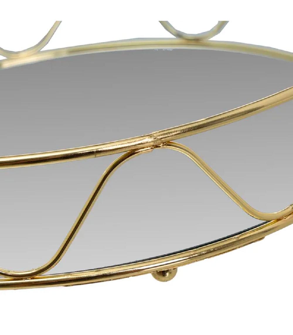 Wadiga Set De 2 Plateaux Ronds En Métal Doré Et Miroirs 30x30x6cm