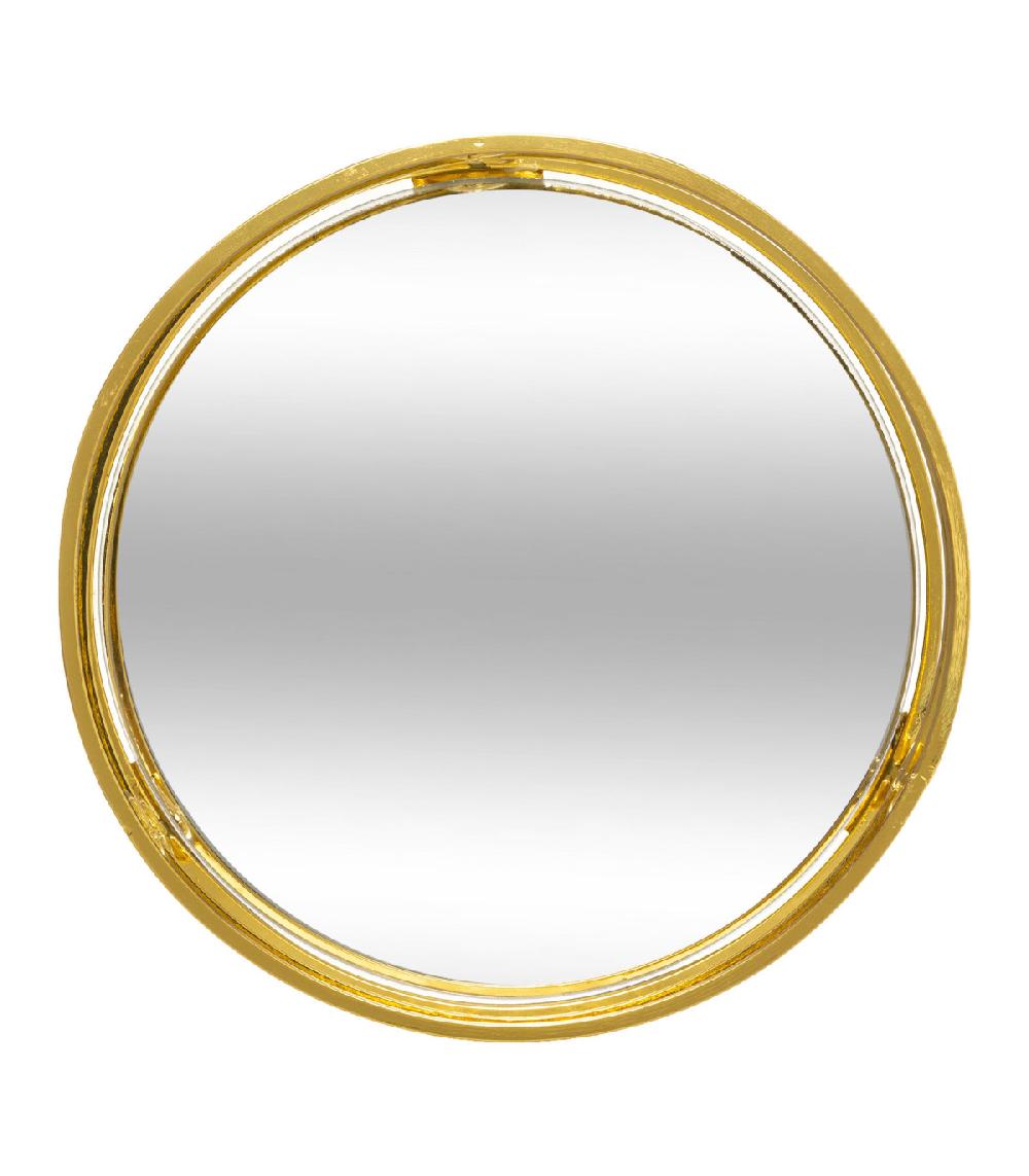 Wadiga Set De 2 Plateaux Ronds En Métal Doré Et Miroirs 30x30x3.7cm