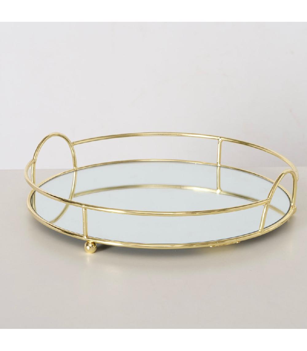 Wadiga Set De 2 Plateaux Ronds En Métal Doré Et Miroirs