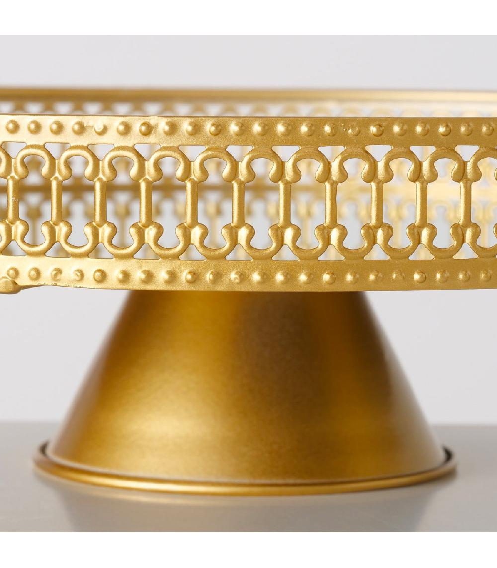 Wadiga Set De 2 Plateaux Ronds Sur Pieds En Métal Doré Et Miroirs